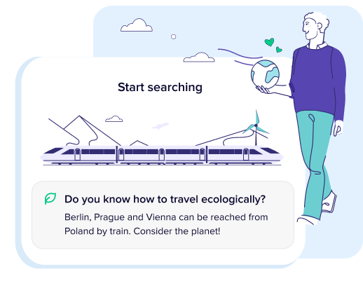 Goelett user booking a train for a business trip with suggestions for sustainable business trips to Berlin, Prague and Vienna