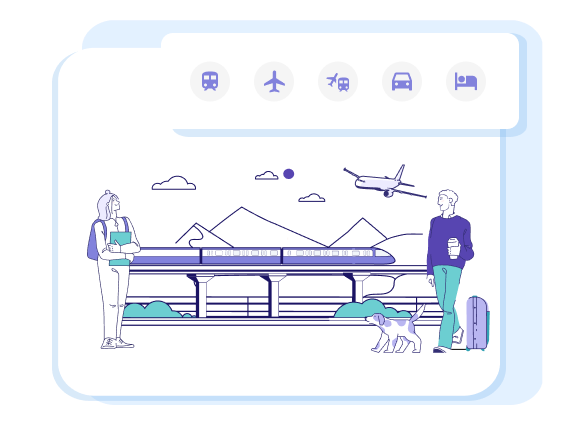 Professionnels attendant un vol avec un self booking tool pour gérer leurs déplacements professionnels et voyages d'affaires via Goelett